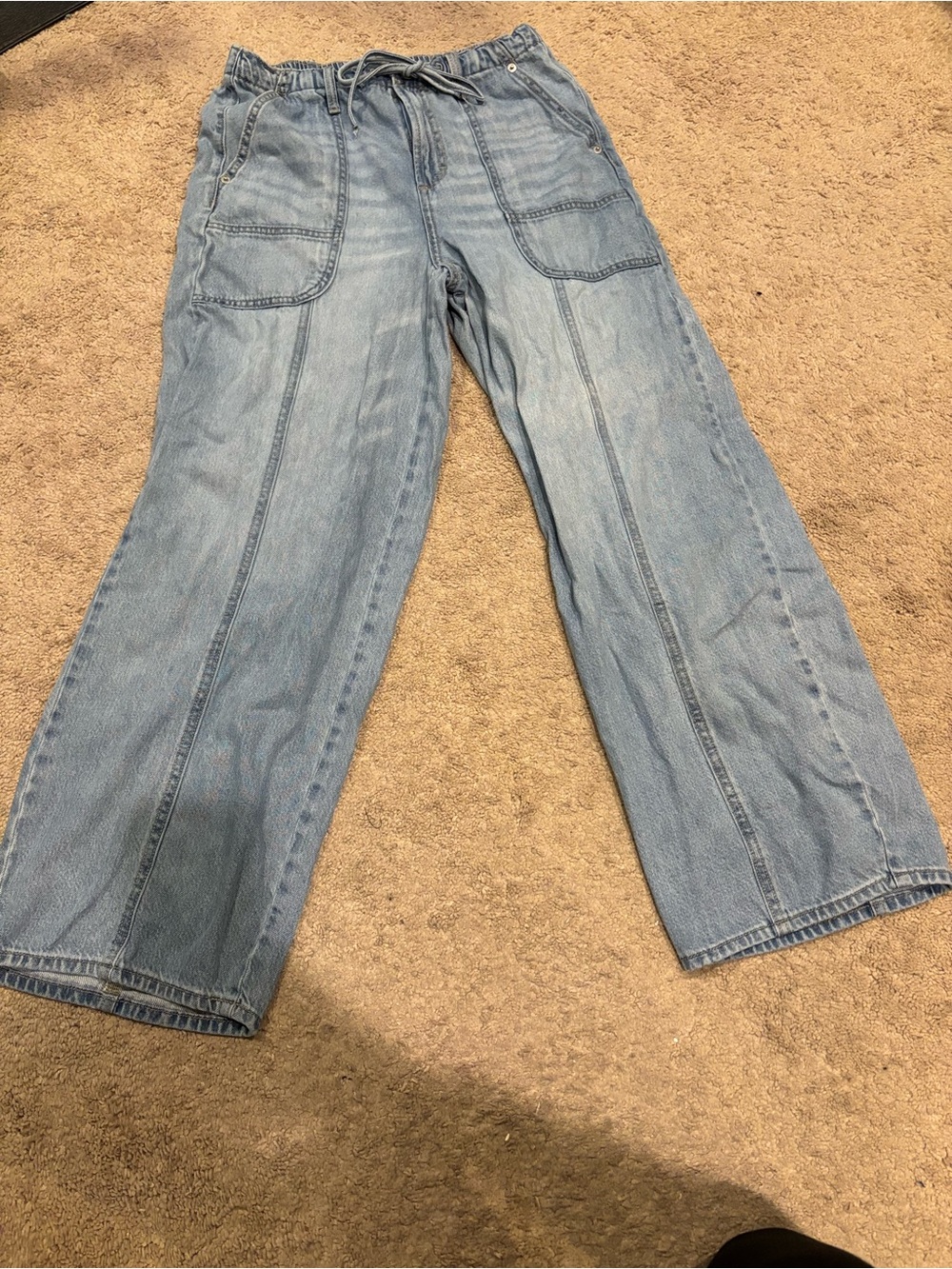 Universal Thread Light Blue Wide-Leg Drawstring Jeans